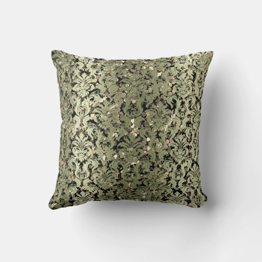 ダマスクセピ王室のア金ゴールドブラックミントグリーングリーナリー クッション (裏面)