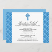 ダマスクセルティッククロスファースト聖餐式 招待状 (正面/裏面)