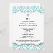 ダマスクターコイズナースピン止め目盛BSN RN 招待状 (正面/裏面)