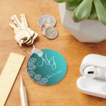 ダマスクターコイズ結婚のキーチェーン