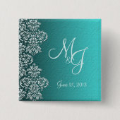 ダマスクターコイズ結婚のボタン 缶バッジ (正面)