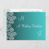 ダマスクターコイズ結婚式招待状 招待状 (正面/裏面)