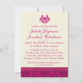 ダマスクダークピンク&クリーム結婚式招待状 招待状 (裏面)