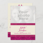 ダマスクダークピンク&クリーム結婚式招待状 招待状 (正面/裏面)