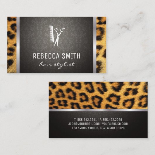 ダマスクチーテプリントシルバートリム 名刺 (正面/裏面)