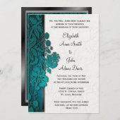 ダマスクティール（緑がかった色）結婚の侵入を突破 招待状 (正面/裏面)