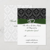 ダマスクディアマンテグリーンウェディングRSVP 出欠カード (正面/裏面)