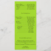 ダマスクデライトインライムグリーン結婚式 プログラム (裏面)