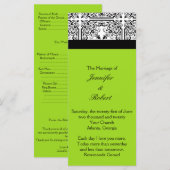 ダマスクデライトインライムグリーン結婚式 プログラム (正面/裏面)