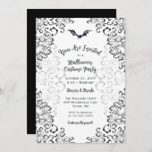 ダマスクハロウィンエレガントの衣装パーティの招待状 招待状 (正面/裏面)