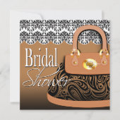 ダマスクハンドバッグペイズリー財布ブライダルシャワー 招待状 (正面)