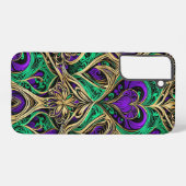 ダマスクハート&フラワーズ金ゴールドパープルブラックエメラルド SAMSUNG GALAXYケース (裏面横)