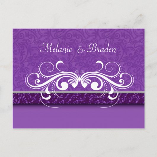 ダマスクバタフライザデイト招待状 案内ポストカード (正面)