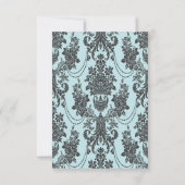 ダマスクバラライトブルーとブラック卒業 招待状 (裏面)