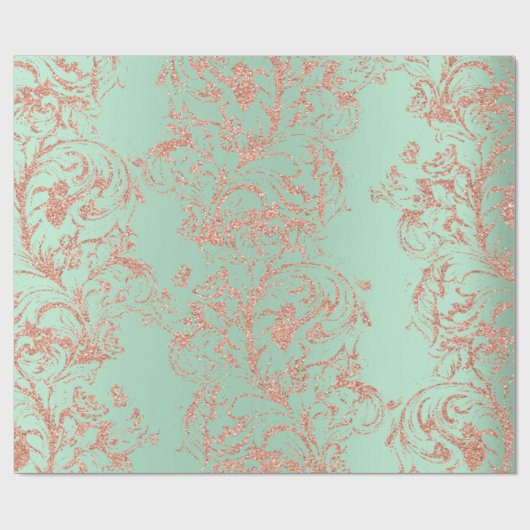 ダマスクバラ金ゴールドミント王室のアントニエッタコテージ ラッピングペーパー (フラット)