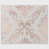 ダマスクバラ金ゴールドメタリックグレー銅コテージ ラッピングペーパー (フラット)