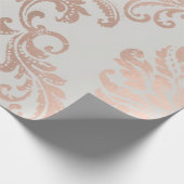 ダマスクバラ金ゴールドメタリックグレー銅コテージ ラッピングペーパー (角)