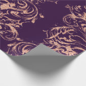ダマスクバラ金ゴールド王室のパープルアントニエッタコテージ ラッピングペーパー (角)
