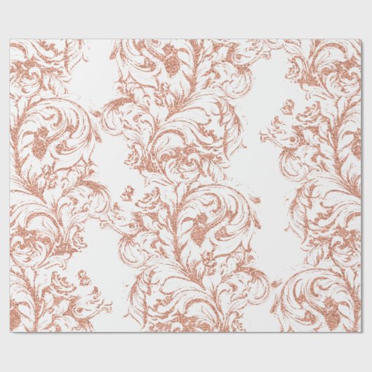 ダマスクバラ金ゴールド王室のホワイトアントニエッタコテージ ラッピングペーパー (フラット)