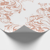 ダマスクバラ金ゴールド王室のホワイトアントニエッタコテージ ラッピングペーパー (角)