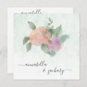 *~*ダマスクバラQR RSVPグリッター- AR結婚12s 招待状 (正面/裏面)