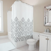 ダマスクバロックのパーツパターングレー（白） シャワーカーテン (インサイチュ)