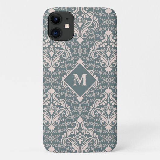 ダマスクパターカスタムンモノグラム電話ケース Case-Mate iPhoneケース (裏面)
