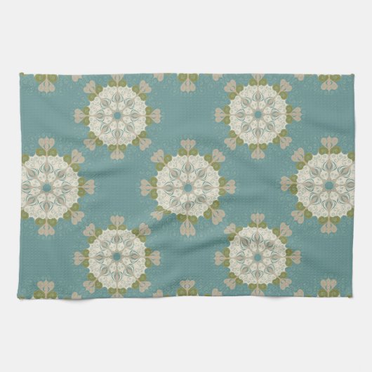 ダマスクパターンと抽象芸術要素 キッチンタオル (横)