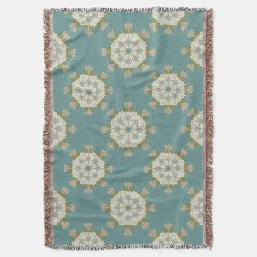 ダマスクパターンと抽象芸術要素 スローブランケット (正面縦)