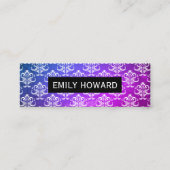 ダマスクパターンテクスチャ紫(緑) スキニー名刺 (正面)