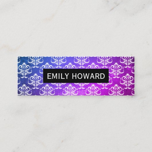 ダマスクパターンテクスチャ紫(緑) スキニー名刺 (正面)