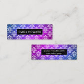 ダマスクパターンテクスチャ紫(緑) スキニー名刺 (正面/裏面)