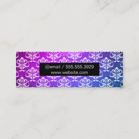 ダマスクパターンテクスチャ紫（緑） スキニー名刺 (裏面)