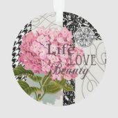 ダマスクパターンフローラかわいらし色 オーナメント (裏面)