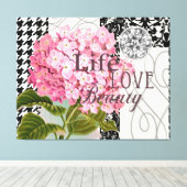 ダマスクパターンフローラかわいらし色 キャンバスプリント (インサイチュ (ウッドフロア))