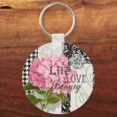 ダマスクパターンフローラかわいらし色 キーホルダー (正面)