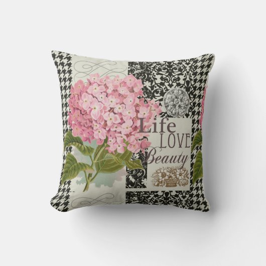 ダマスクパターンフローラかわいらし色 クッション (正面)