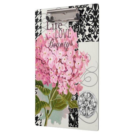 ダマスクパターンフローラかわいらし色 クリップボード (左)