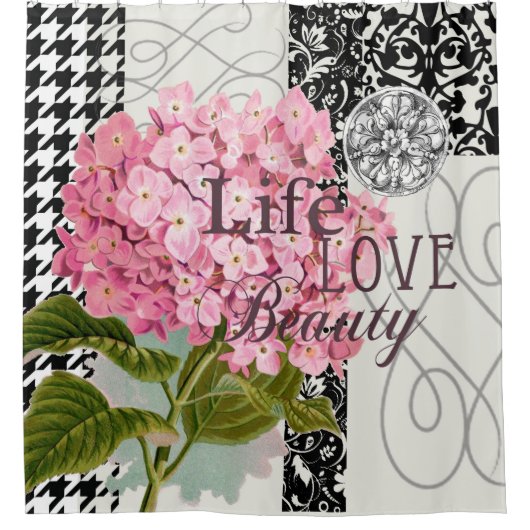 ダマスクパターンフローラかわいらし色 シャワーカーテン (正面)