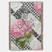 ダマスクパターンフローラかわいらし色 スローブランケット (正面縦)