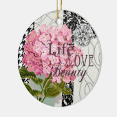 ダマスクパターンフローラかわいらし色 セラミックオーナメント (左)