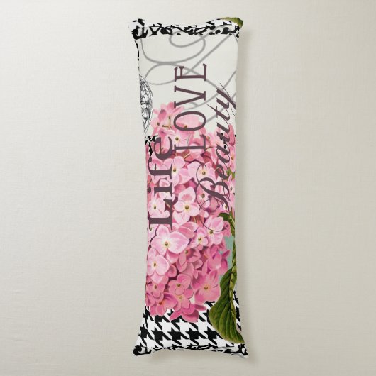 ダマスクパターンフローラかわいらし色 ボディピロー (正面縦)