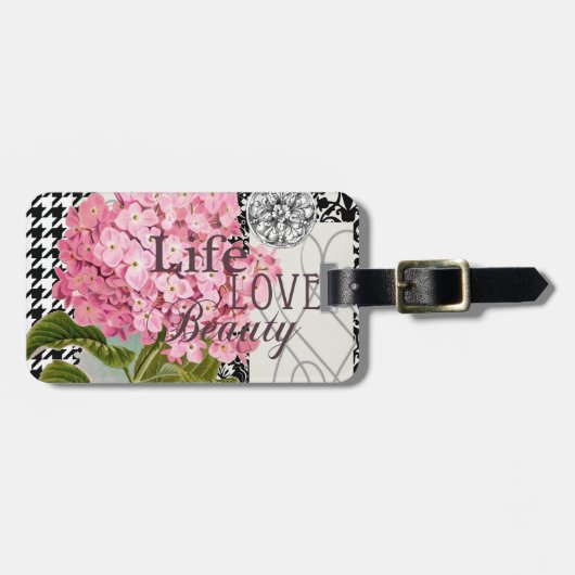 ダマスクパターンフローラかわいらし色 ラゲッジタグ (正面横)