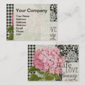 ダマスクパターンフローラかわいらし色 名刺 (正面/裏面)