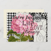 ダマスクパターンフローラかわいらし色 招待状 (正面/裏面)