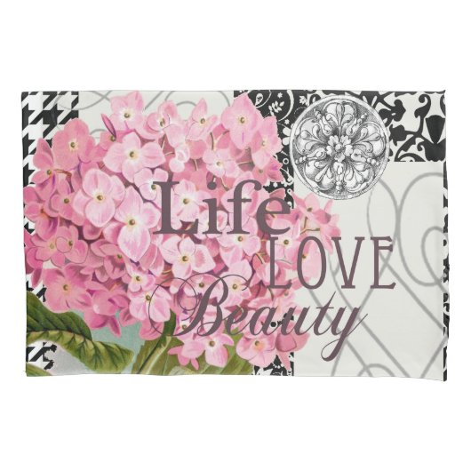 ダマスクパターンフローラかわいらし色 枕カバー (正面)