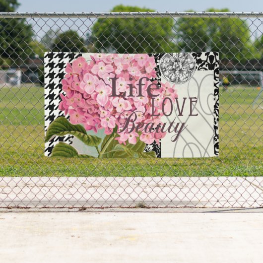 ダマスクパターンフローラかわいらし色 横断幕 (インサイチュ)