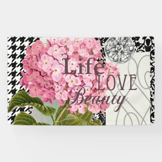 ダマスクパターンフローラかわいらし色 横断幕 (横)