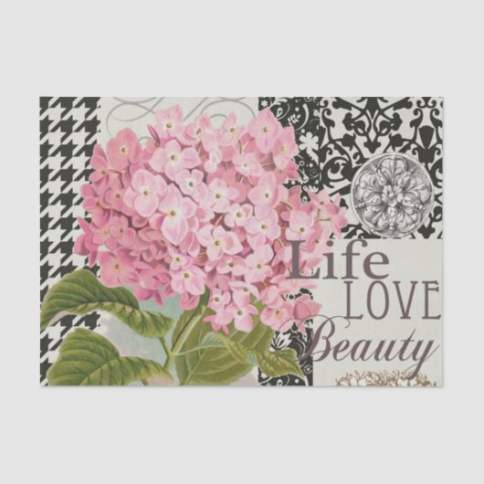 ダマスクパターンフローラかわいらし色 薄葉紙 (正面)