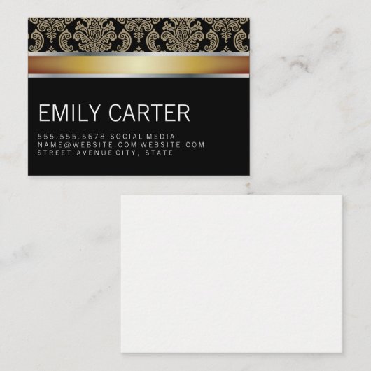 ダマスクパターン金ゴールドエグゼクティブ 名刺 (正面/裏面)